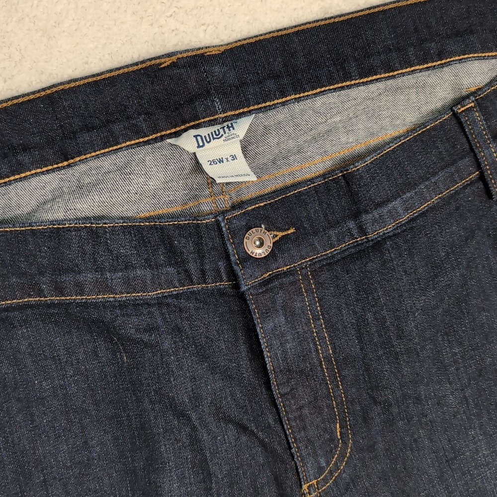 NEW Duluth DuluthFlex Daily Curvy Jeans Size 26W x 31 Dark Wash Blue